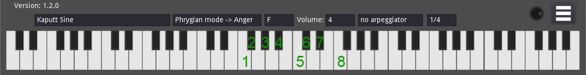 Main screen Kaputt Sine F Phyrgian
